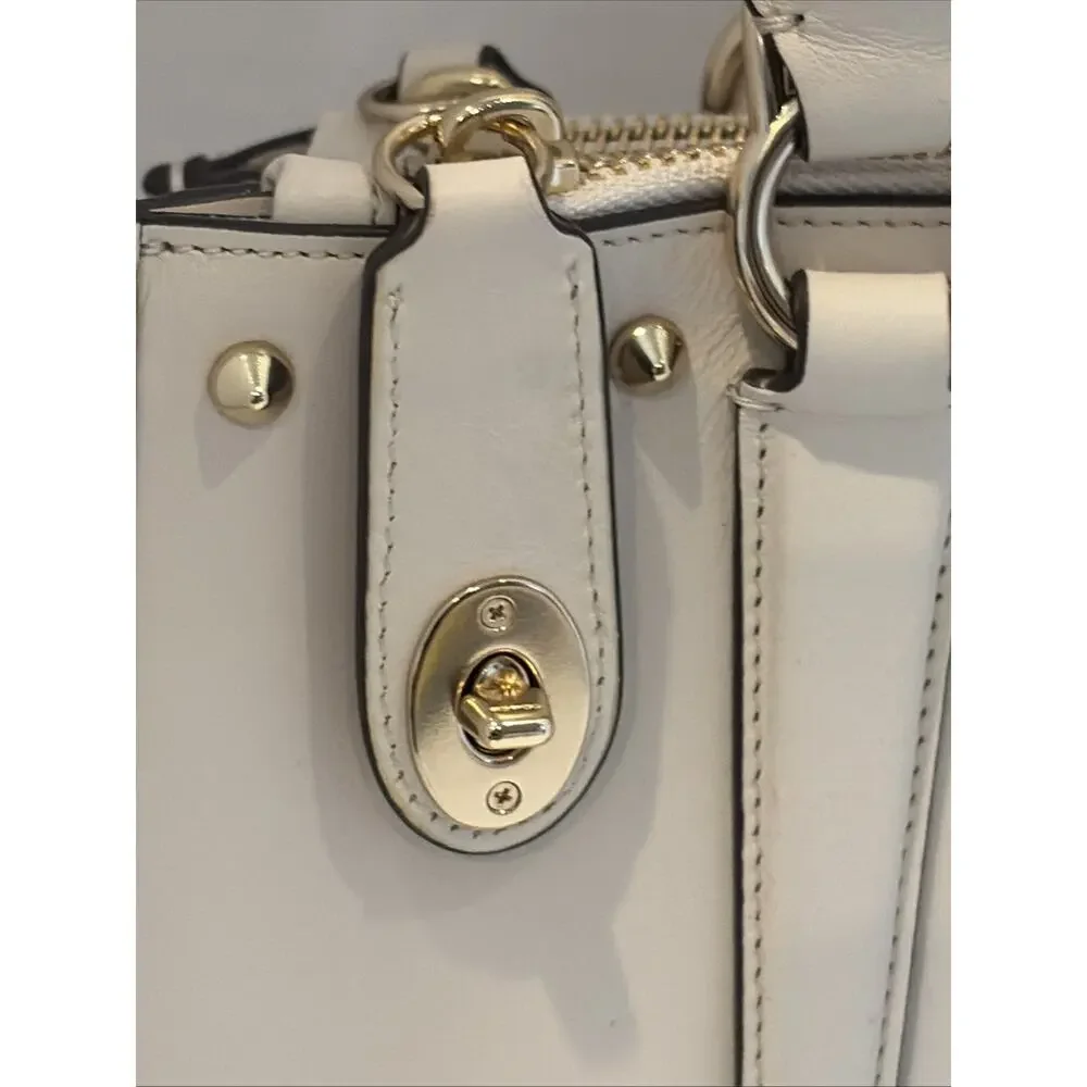 Coach Ivory/cream leather handbag with gold accent EUC Used Once f47300